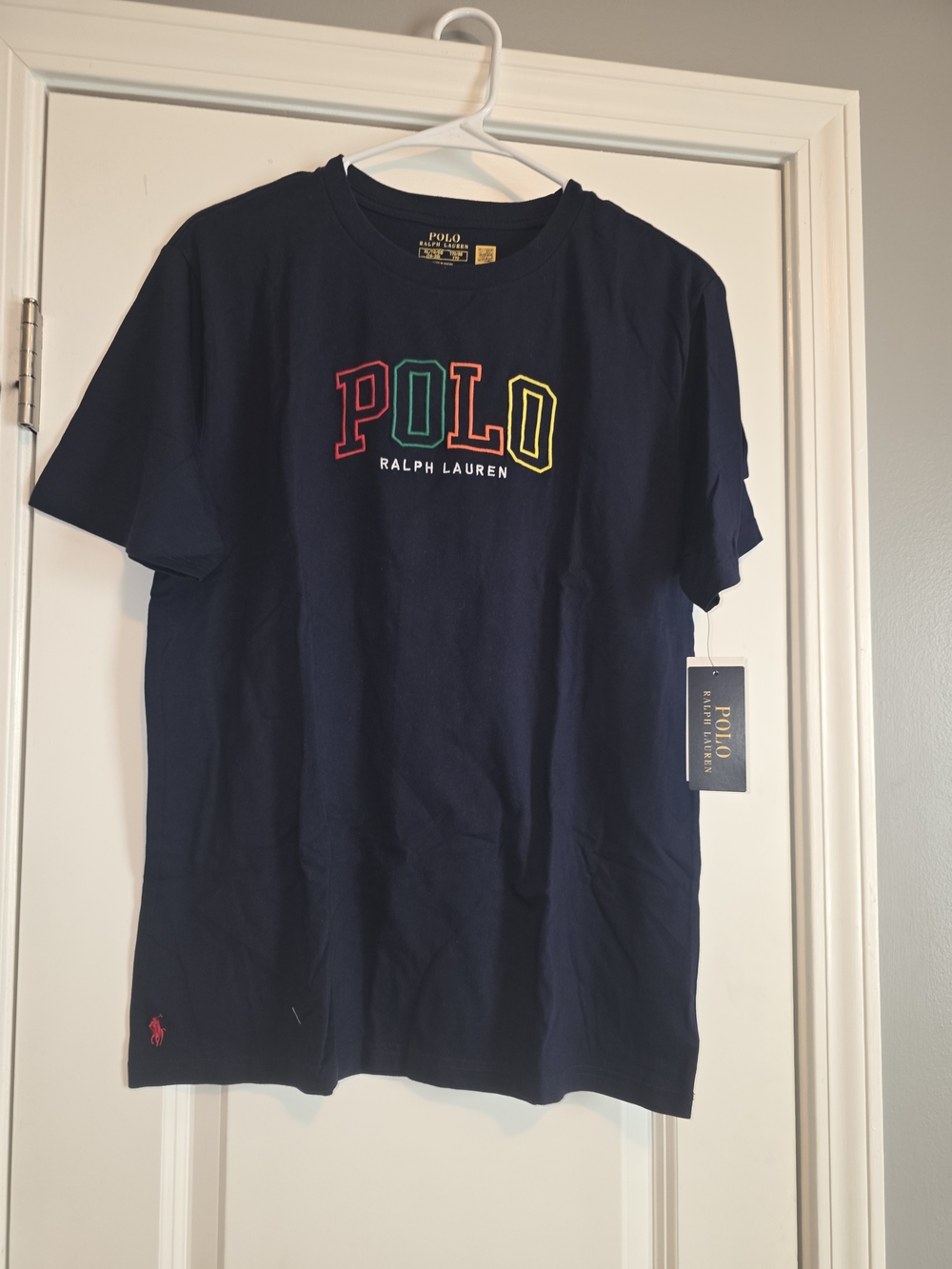 Polo by Ralph Lauren Navy T-Shirt with Yellow Label Print